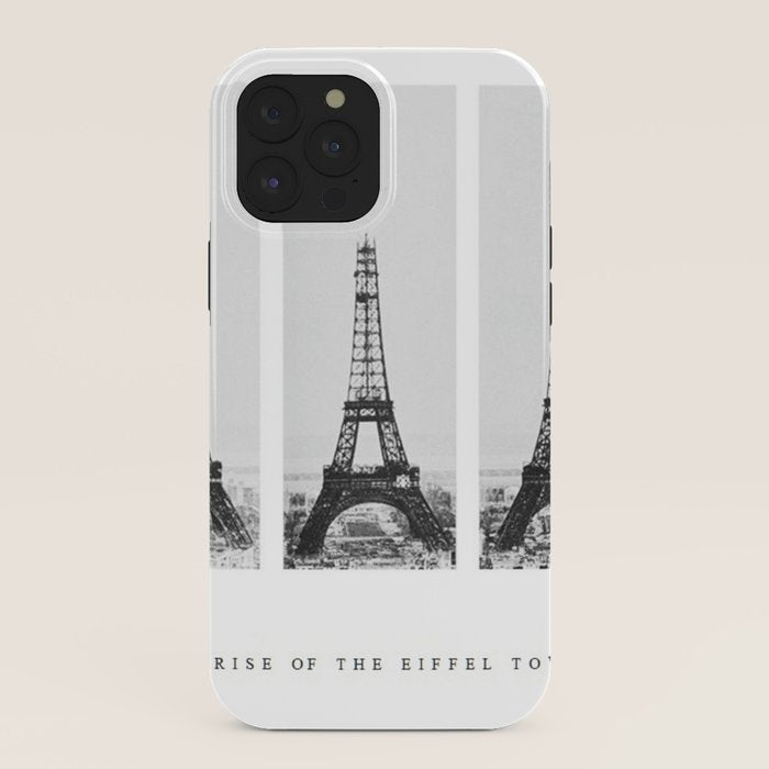 1888-1889 The Rise of the Eiffel Tower Construction Sequence black and white photography iPhone Case