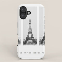 1888-1889 The Rise of the Eiffel Tower Construction Sequence black and white photography iPhone Case
