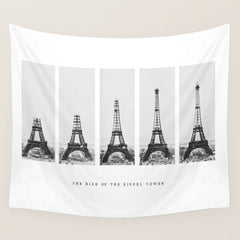 1888-1889 The Rise of the Eiffel Tower Construction Sequence black and white photography Wall Tapestry