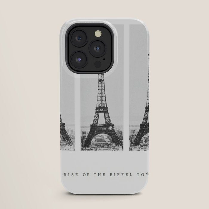 1888-1889 The Rise of the Eiffel Tower Construction Sequence black and white photography iPhone Case