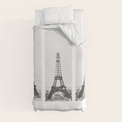 1888-1889 The Rise of the Eiffel Tower Construction Sequence black and white photography Duvet Cover