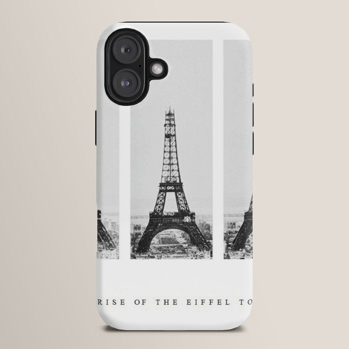 1888-1889 The Rise of the Eiffel Tower Construction Sequence black and white photography iPhone Case