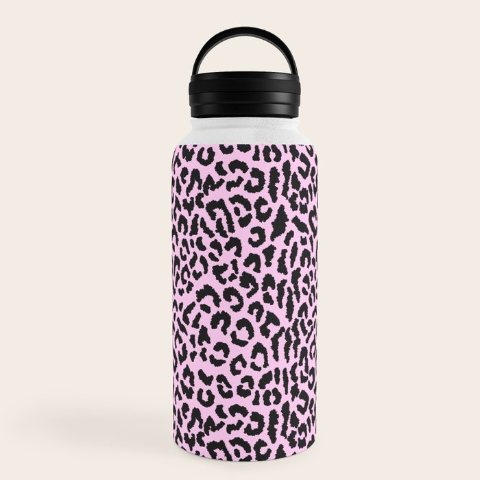 2000s leopard-black on palest pink Water Bottle