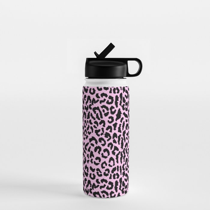 2000s leopard-black on palest pink Water Bottle