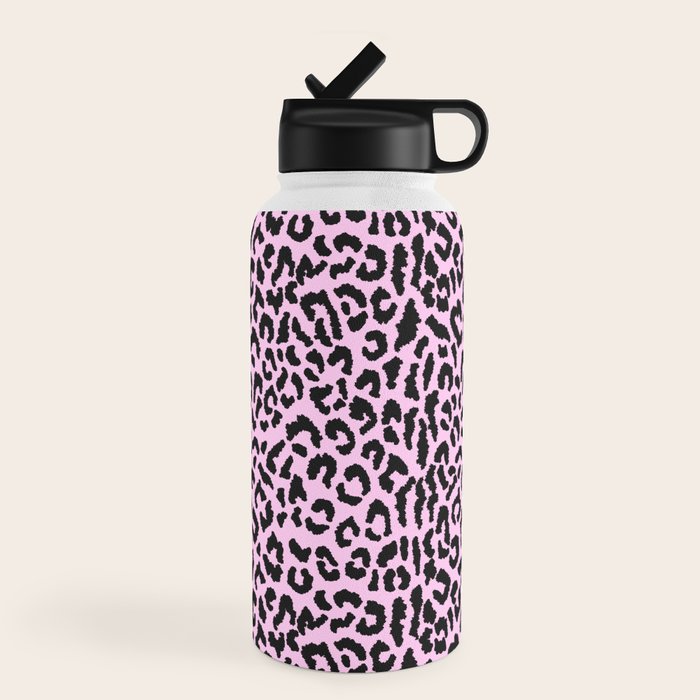 2000s leopard-black on palest pink Water Bottle