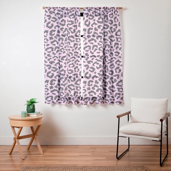 2000s leopard-black on palest pink Window Curtain