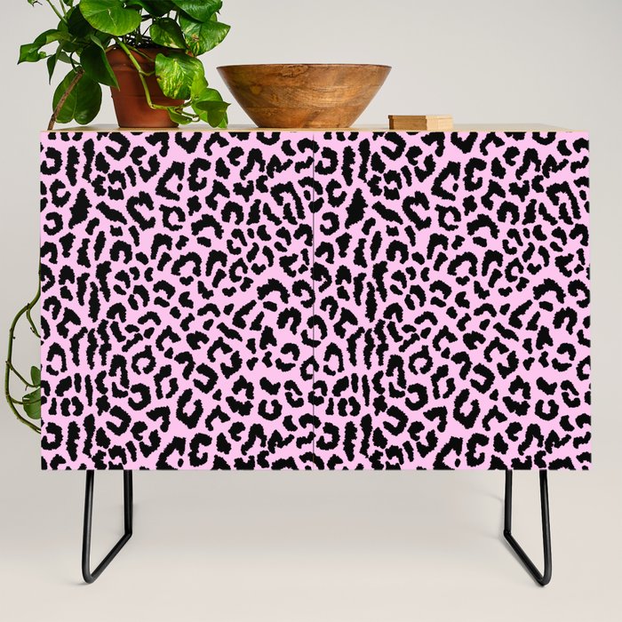 2000s leopard-black on palest pink Credenza