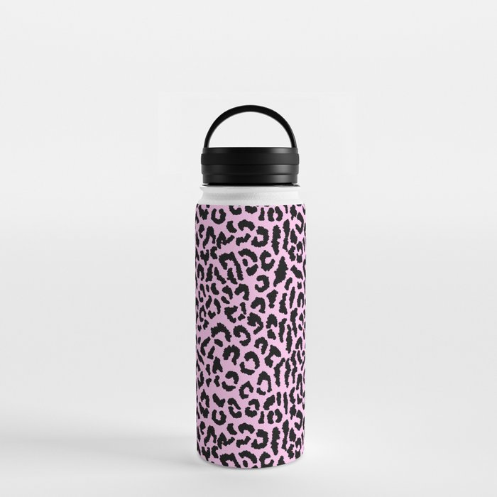 2000s leopard-black on palest pink Water Bottle
