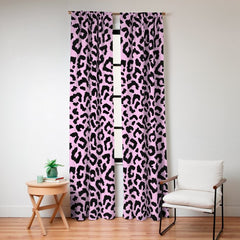 2000s leopard-black on palest pink Window Curtain