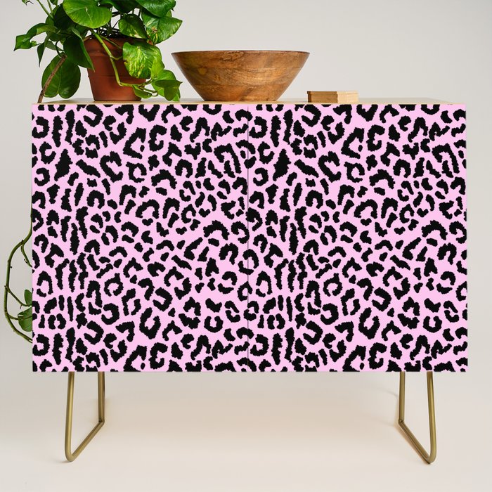 2000s leopard-black on palest pink Credenza