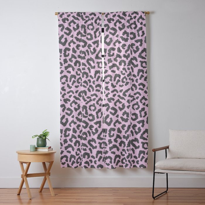 2000s leopard-black on palest pink Window Curtain
