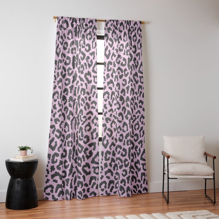 2000s leopard-black on palest pink Window Curtain