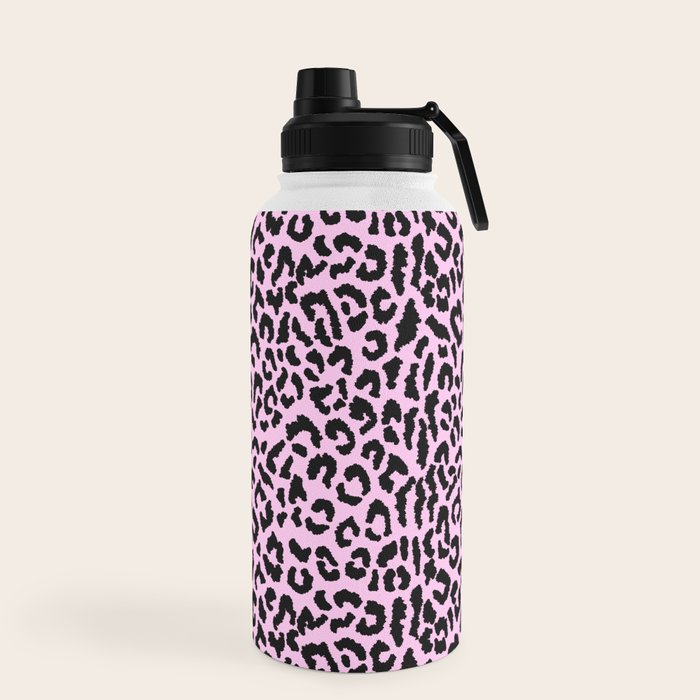 2000s leopard-black on palest pink Water Bottle