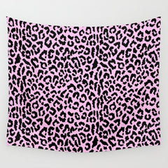 2000s leopard-black on palest pink Wall Tapestry