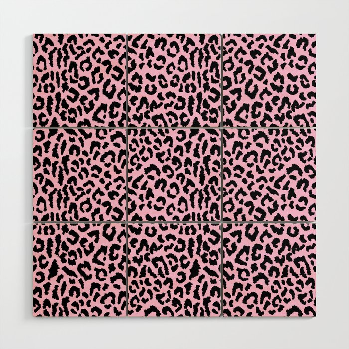 2000s leopard-black on palest pink Wood Wall Art