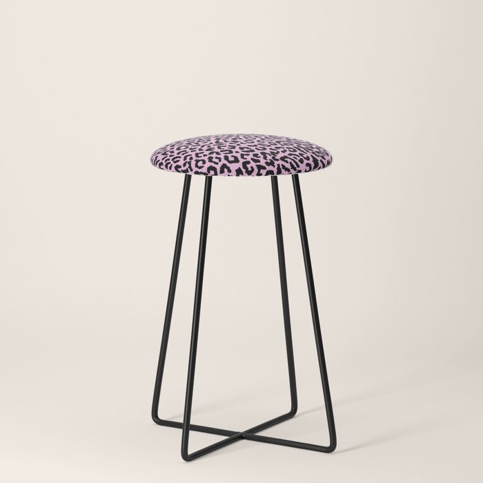 2000s leopard-black on palest pink Stool