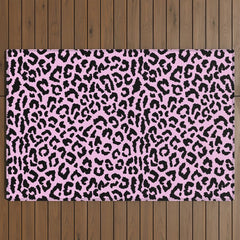 2000s leopard-black on palest pink Outdoor Rug
