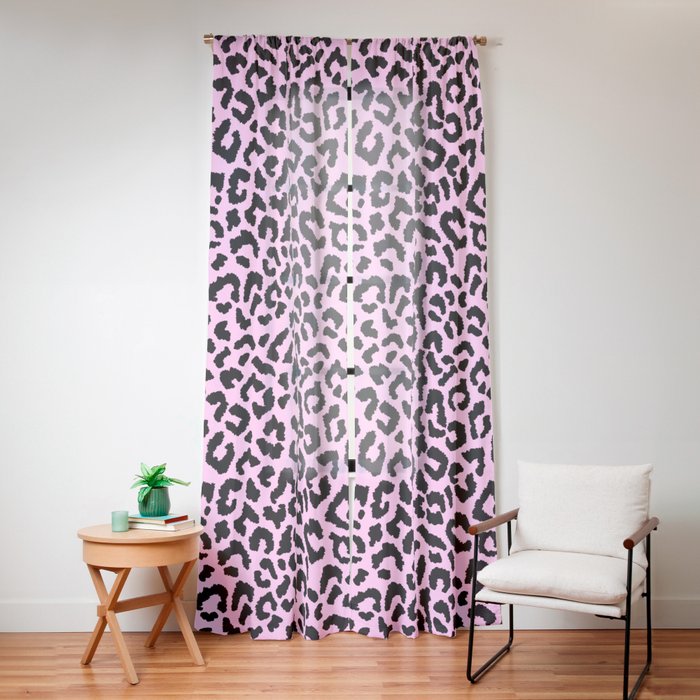 2000s leopard-black on palest pink Window Curtain