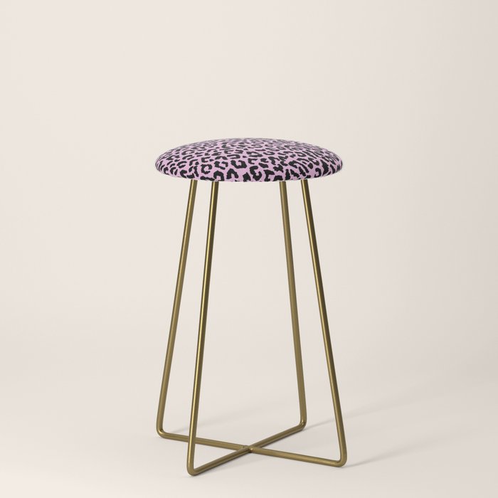 2000s leopard-black on palest pink Stool