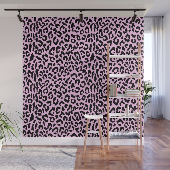 2000s leopard-black on palest pink Wall Mural
