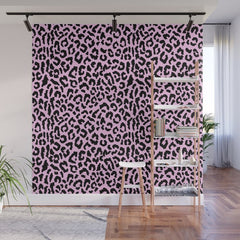 2000s leopard-black on palest pink Wall Mural