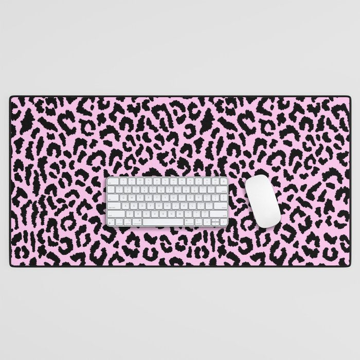 2000s leopard-black on palest pink Desk Mat