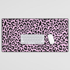 2000s leopard-black on palest pink Desk Mat