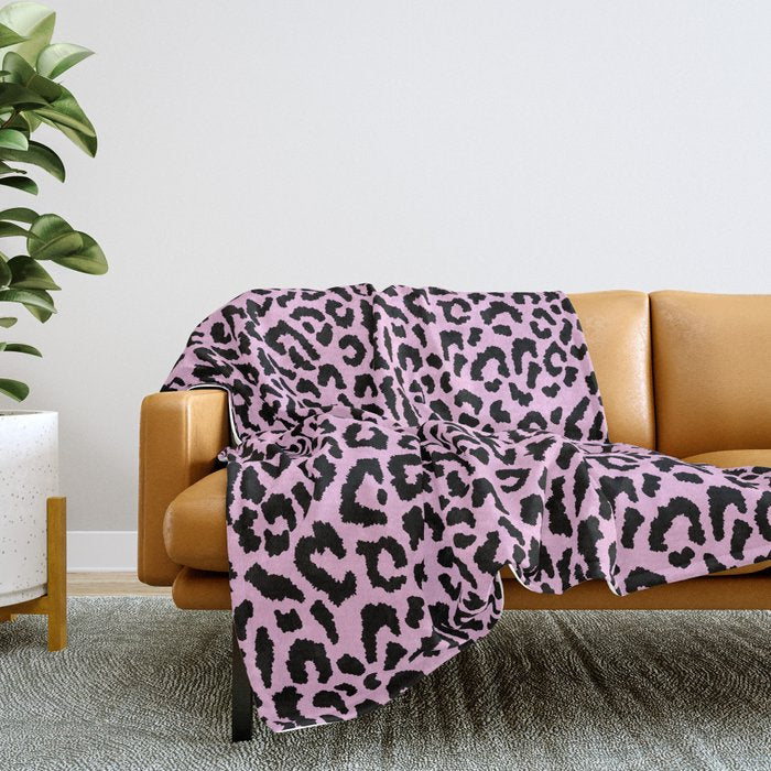 2000s leopard-black on palest pink Throw Blanket
