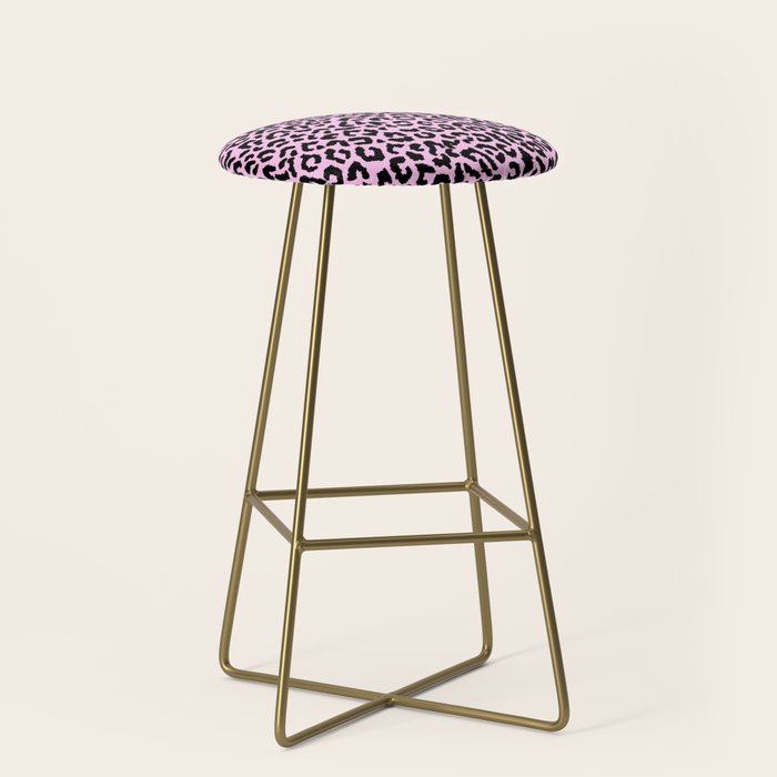 2000s leopard-black on palest pink Stool