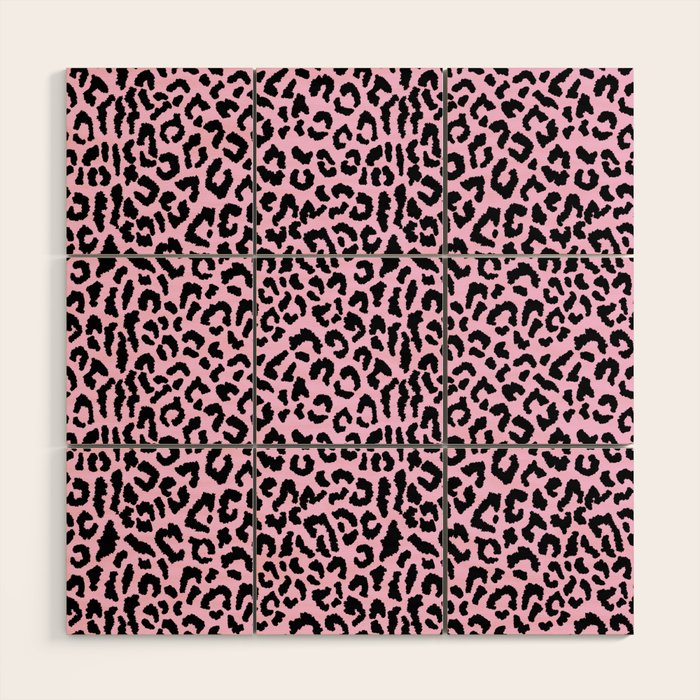2000s leopard-black on palest pink Wood Wall Art