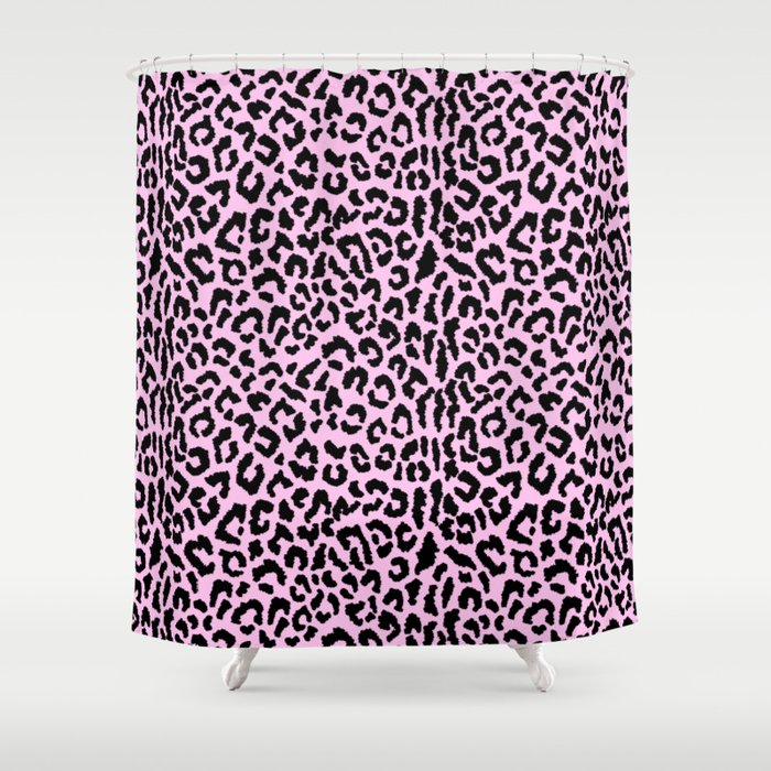 2000s leopard-black on palest pink Shower Curtain