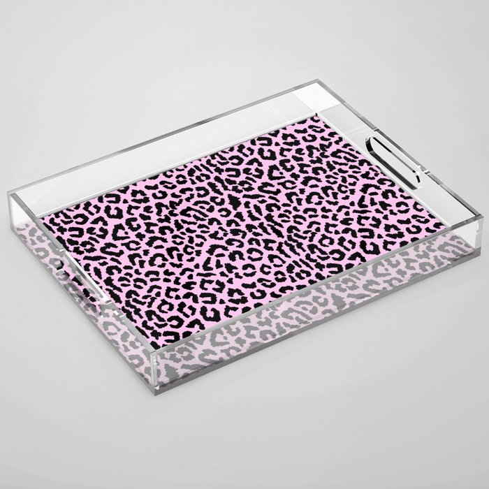 2000s leopard-black on palest pink Acrylic Tray