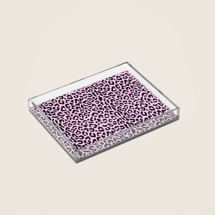 2000s leopard-black on palest pink Acrylic Tray