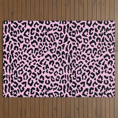 2000s leopard-black on palest pink Outdoor Rug