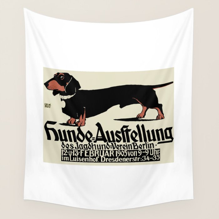 1905 German Dog Show Dachshund Poster Wall Tapestry