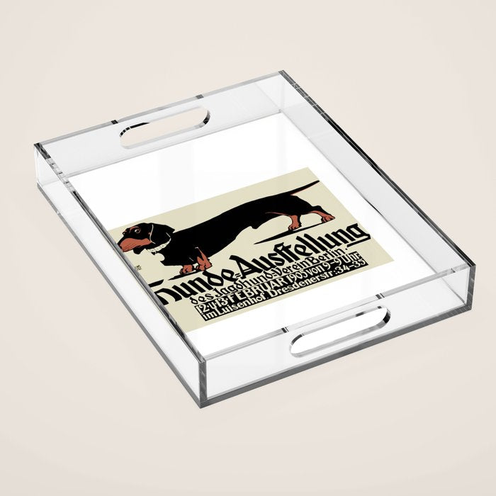 1905 German Dog Show Dachshund Poster Acrylic Tray