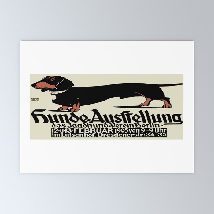1905 German Dog Show Dachshund Poster Mini Art Print