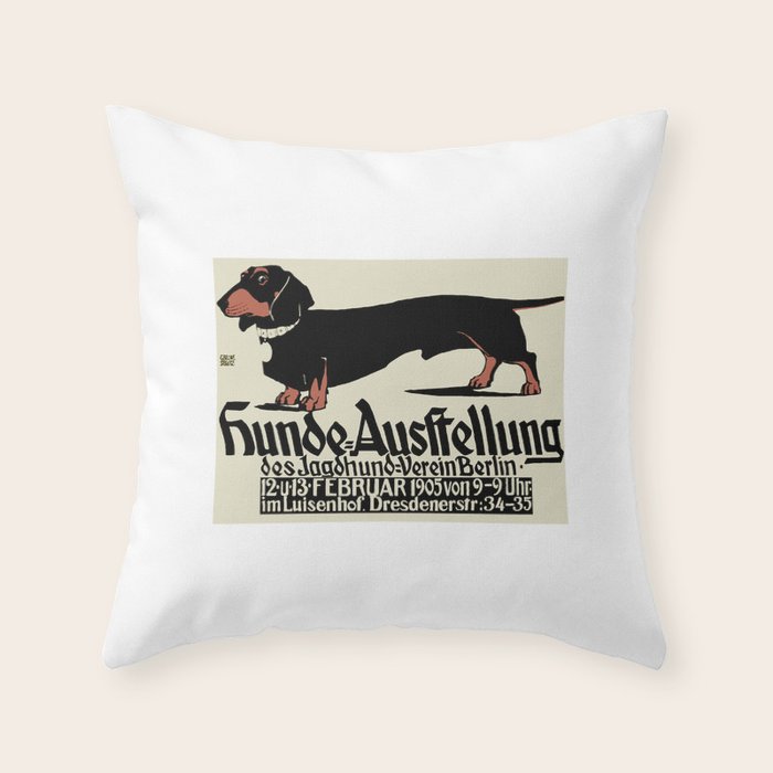 1905 German Dog Show Dachshund Poster Throw Pillow
