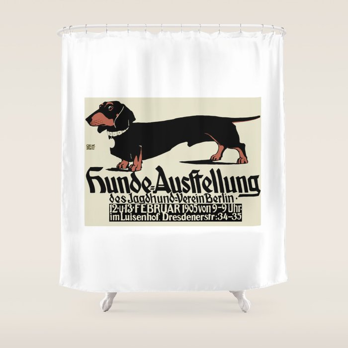 1905 German Dog Show Dachshund Poster Shower Curtain