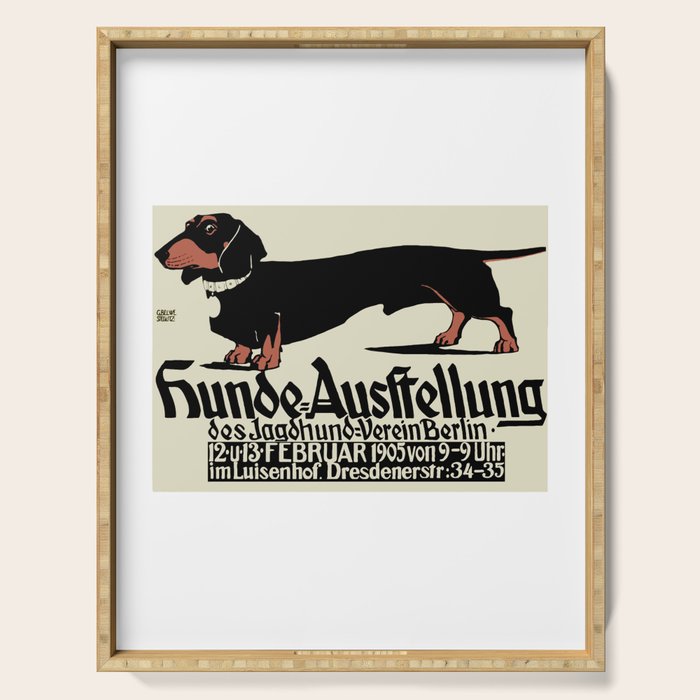 1905 German Dog Show Dachshund Poster Serving Tray