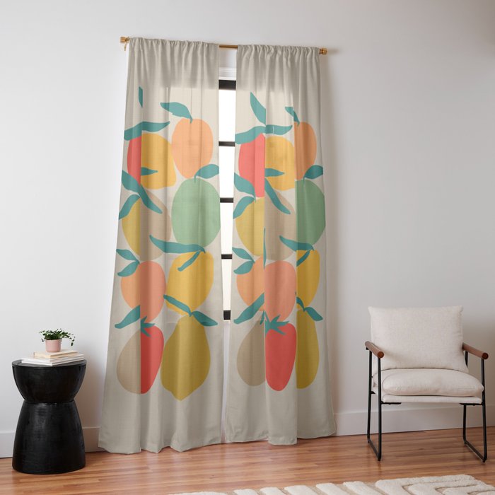 2025 RETRO FRUIT MARKET CALENDAR Window Curtain