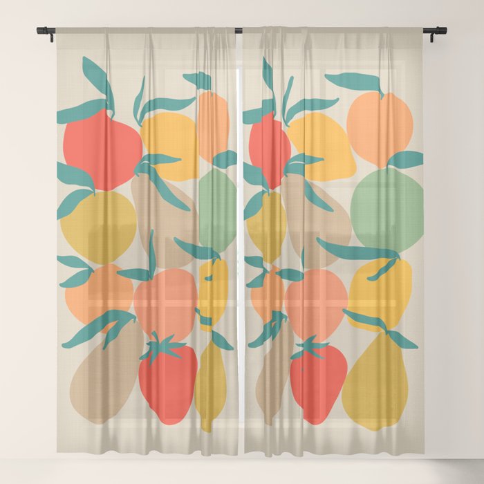 2025 RETRO FRUIT MARKET CALENDAR Window Curtain