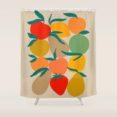 2025 RETRO FRUIT MARKET CALENDAR Shower Curtain