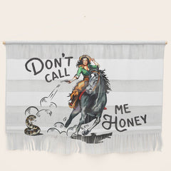 "Don't Call Me Honey" Cowgirl On Horseback Shooting a Rattlesnake Wall Hanging
