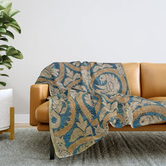 18th Century Spanish Textile Print Throw Blanket