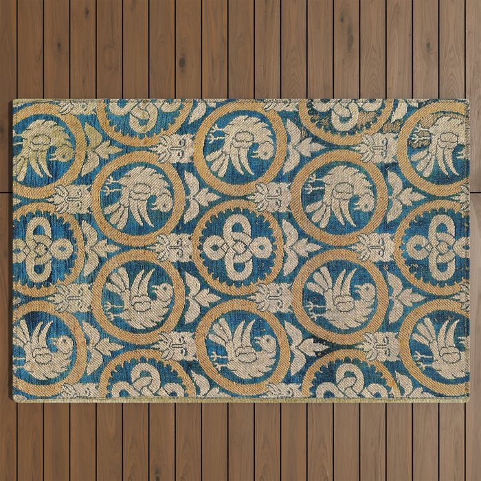 18th Century Spanish Textile Print Outdoor Rug