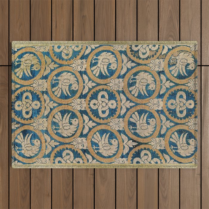 18th Century Spanish Textile Print Outdoor Rug