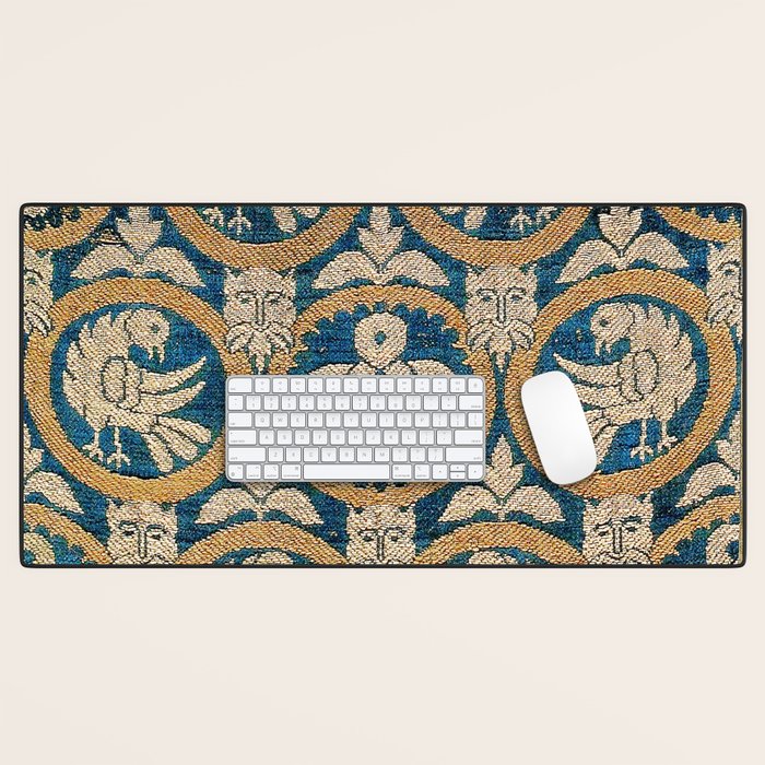 18th Century Spanish Textile Print Desk Mat