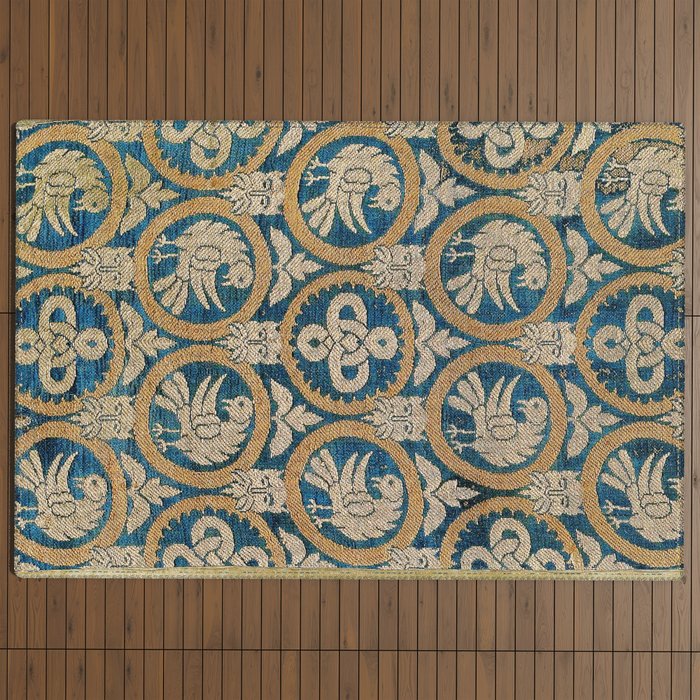 18th Century Spanish Textile Print Outdoor Rug