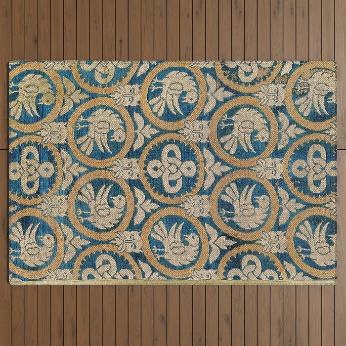 18th Century Spanish Textile Print Outdoor Rug